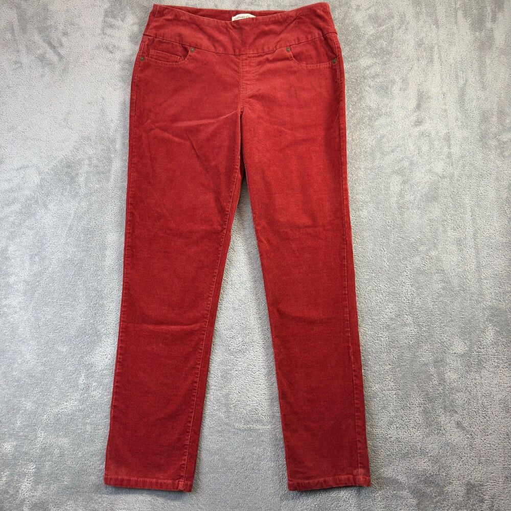 Coldwater Creek Pants Womens 6 Red Corduroy Stretch Pull On Straight Classic